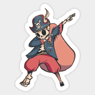 Dabbing Skelton Pirate with Bag of Loot Sticker